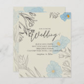 BUDGET Stofblauwe Klaproos Magnolia Trouw Uitnodig (Voorkant / Achterkant)