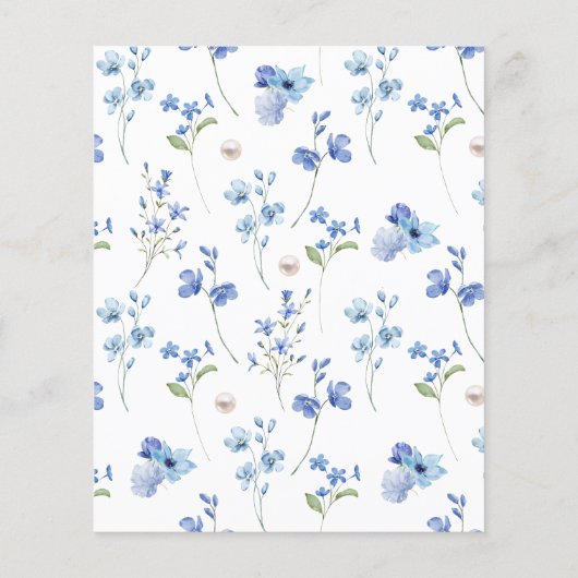 BUDGET Stofblauwe Parels & Prosecco Bruidsdiner Flyer (Achterkant)