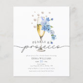 BUDGET Stofblauwe Parels & Prosecco Bruidsdiner Flyer (Voorkant)