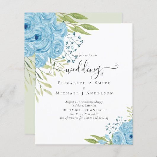 BUDGET  Stofblauwe Rozen Trouwbudget (Voorkant / Achterkant)