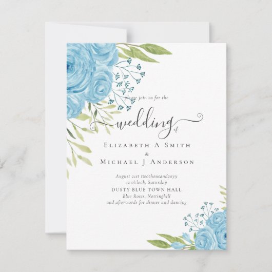 BUDGET  Stofblauwe Rozen Trouwbudget (Voorkant)