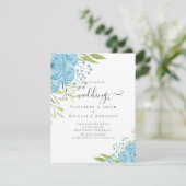 BUDGET  Stofblauwe Rozen Trouwbudget (Staand voorkant)