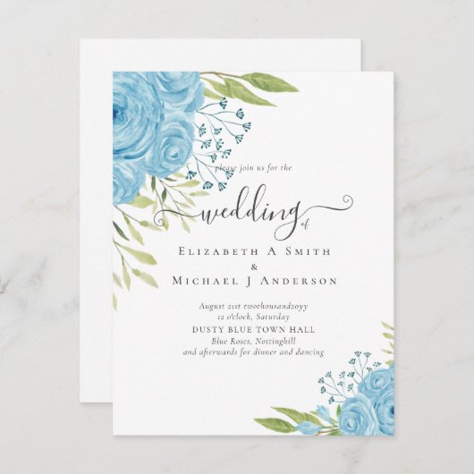 BUDGET  Stofblauwe Rozen Trouwbudget (Voorkant / Achterkant)