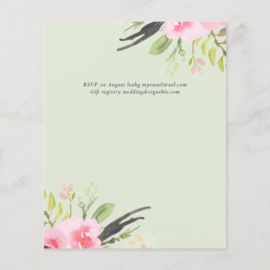 BUDGET  Stofblauwe Rozen Trouwbudget Flyer (Achterkant)