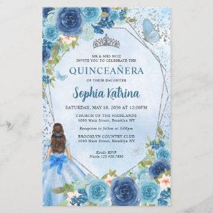 Budget Stoffig Blauw Bloemen Grijs Prinses Quincea