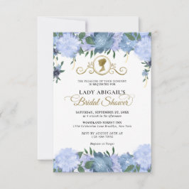 BUDGET Stoffig Blauw Bloemen Victoriaans Vrijgezel Notitiekaartje