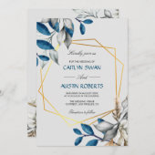 Budget stoffig blauw gouden frame kaart (Voorkant / Achterkant)