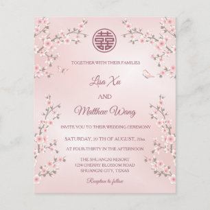 BUDGET Stoffige roze kersenbloesem Chinese bruilof