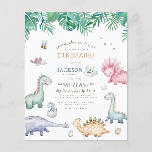 Budget Stomp, Chomp & Roar Dinosaur Birthday Party (Voorkant)