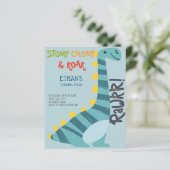 Budget Stomp Chomp Roar Dinosaur Vier Uitnodiging (Staand voorkant)