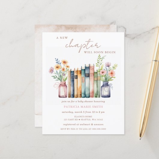 Budget Story boek Genderneutraal Baby shower (Voorkant / Achterkant in situ)