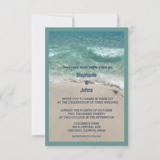 Budget Strand Blauwgroen Turquoise Sandy Ocean Wed Kaart (Voorkant)