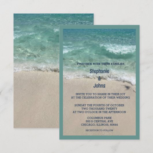 Budget Strand Blauwgroen Turquoise Sandy Ocean Wed Kaart (Voorkant / Achterkant)