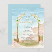 BUDGET Strand Kust Bruiloft Uitnodiging (Voorkant / Achterkant)
