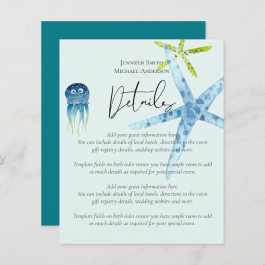 BUDGET Strand Oceaan Leven Trouwkaart Details (Voorkant / Achterkant)