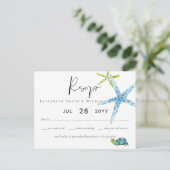 BUDGET STRAND Zee Ocean Life Bruiloft RSVP Briefkaart (Staand voorkant)