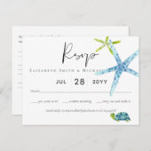 BUDGET STRAND Zee Ocean Life Bruiloft RSVP Briefkaart (Voorkant / Achterkant)