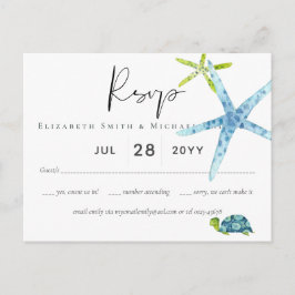 BUDGET STRAND Zee Ocean Life Bruiloft RSVP Briefkaart