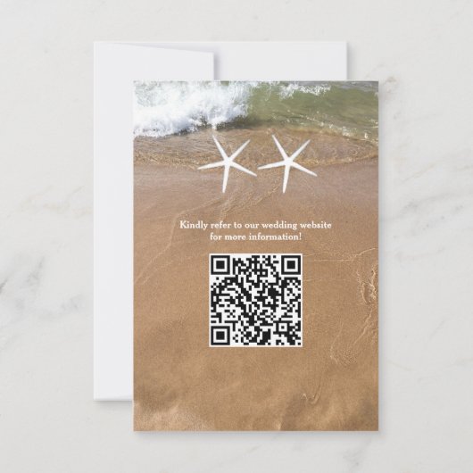 Budget Strand Zeester QR Code Ocean Bruiloft Kaart (Achterkant)