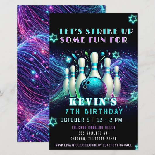 Budget Strike Up Neon Glow Bowling Verjaardag (Voorkant / Achterkant)