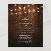 Budget String Licht Rustiek Hout Huwelijksuitnodig (Voorkant)