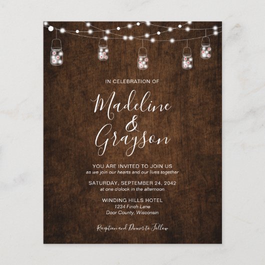 BUDGET String Light Mason Jar Rustic Wood Weddensc (Voorkant)