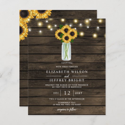 Budget String Light Sunflower Weddenschap (Voorkant / Achterkant)
