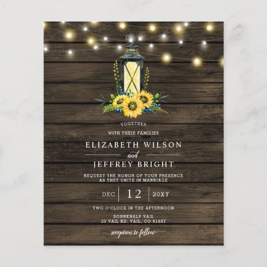 Budget String Lights Sunblos Lantern Invitation (Voorkant)