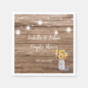 Budget String of Lights & Mason Jar Couples Shower Servet