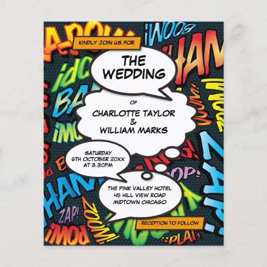 Budget stripboek pop art trouwuitnodiging (Voorkant)