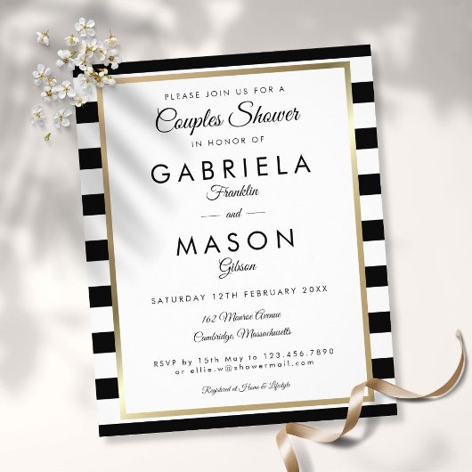Budget Stripe WeddingCouples Shower Uitnodiging Flyer