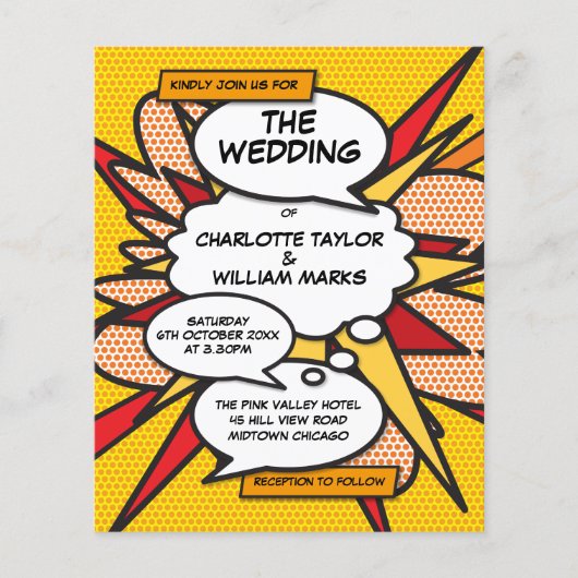 Budget Strips Pop Art Trouwkaart (Voorkant)