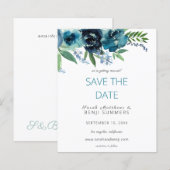 Budget Stusty Blue 2 Floral Save the Date V3 (Voorkant / Achterkant)