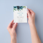 Budget Stusty Blue 2 Floral Save the Date V3 Flyer (Hand)