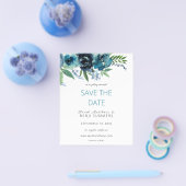 Budget Stusty Blue 2 Floral Save the Date V3 Flyer (Enkel)