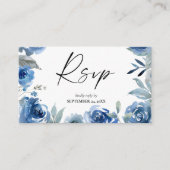 Budget Stusty Blue & Blue Floral 2SM Meal RSVP Informatiekaartje (Voorkant)