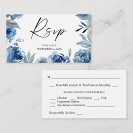 Budget Stusty Blue & Blue Floral 2SM Meal RSVP Informatiekaartje