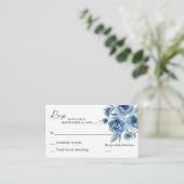 Budget Stusty Blue & Blue Floral 2SM No Meal RSVP Informatiekaartje (Staand voorkant)