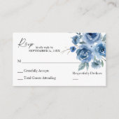 Budget Stusty Blue & Blue Floral 2SM No Meal RSVP Informatiekaartje (Voorkant)