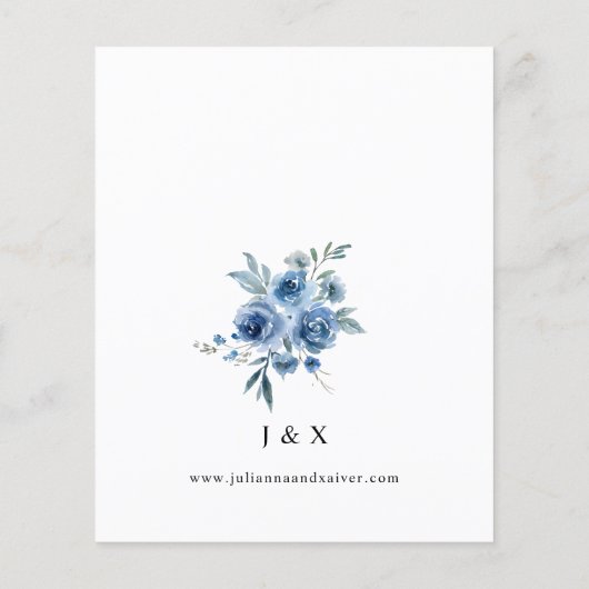 Budget Stusty Blue & Blue Floral Save the Date (Achterkant)