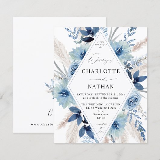 Budget Stusty Blue Boho Floral Wedding (Voorkant / Achterkant)