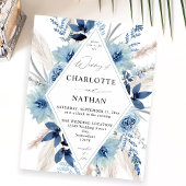 Budget Stusty Blue Boho Floral Wedding Flyer