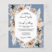 Budget Stusty Blue Boho Wedding QR Code RSVP Uitno (Voorkant)