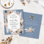 Budget Stusty Blue Boho Wedding QR Code RSVP Uitno