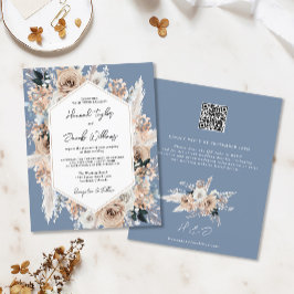 Budget Stusty Blue Boho Wedding QR Code RSVP Uitno