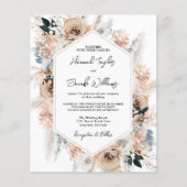 Budget Stusty Blue Champagne Wedding QR Code Uitno (Voorkant)