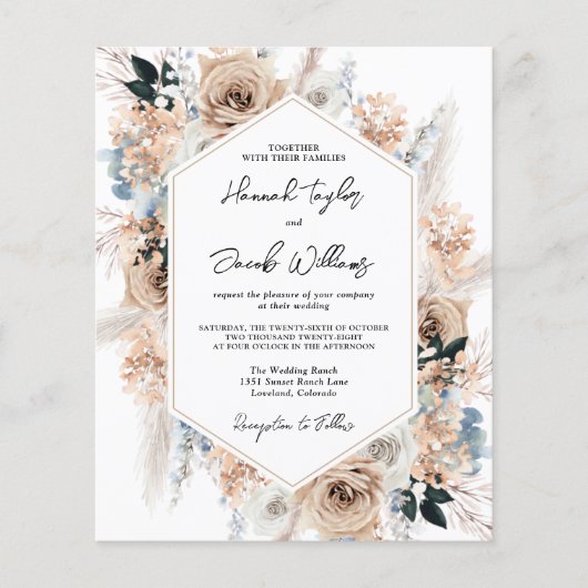 Budget Stusty Blue Champagne Wedding QR Code Uitno (Voorkant)