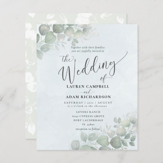 Budget Stusty Blue Eucalyptus Waterverf Weddenscha (Voorkant / Achterkant)