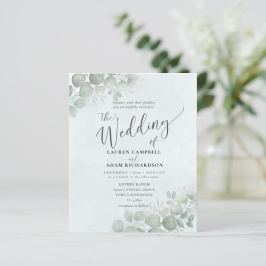 Budget Stusty Blue Eucalyptus Waterverf Weddenscha (Staand voorkant)