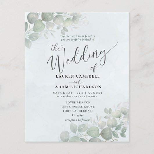 Budget Stusty Blue Eucalyptus Waterverf Weddenscha (Voorkant)